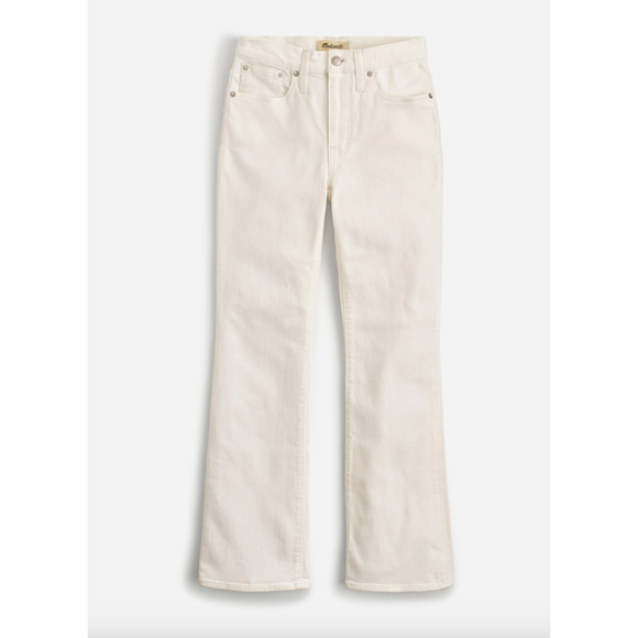 Madewell Kick Out Crop Jeans Pure White Stretch Mid Rise Flare Denim US 24 NWT - Picture 6 of 13